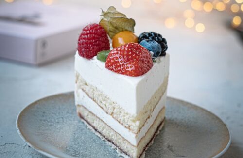 slice of cake with strawberry
